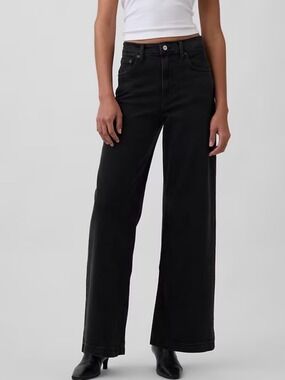 GAP BLACK  HIGH RISE STRIDE WIDE-LEG JEANS  WOMENS SZ 30